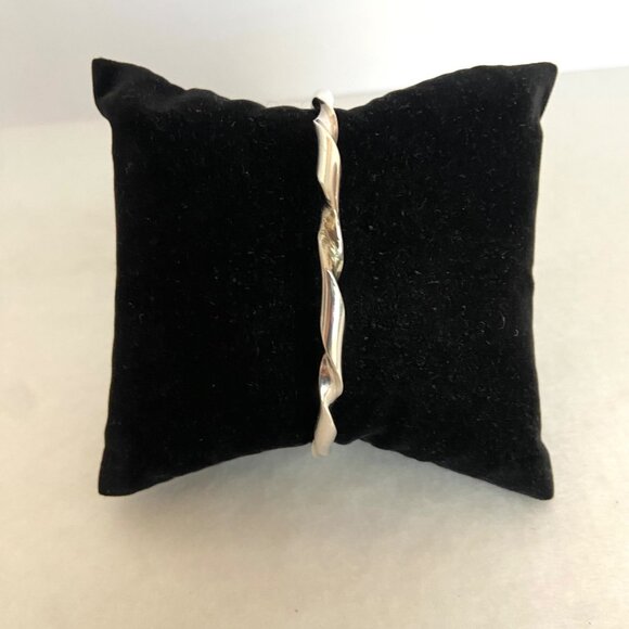 Sterling Silver 925 Twisted Round Bangle Bracelet Size 7.75" - Picture 13 of 16